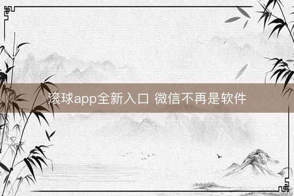 滚球app全新入口 微信不再是软件