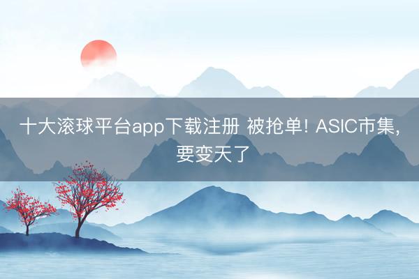 十大滚球平台app下载注册 被抢单! ASIC市集， 要变天了