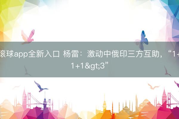 滚球app全新入口 杨雷:激动中俄印三方互助,“1+1+1>3”