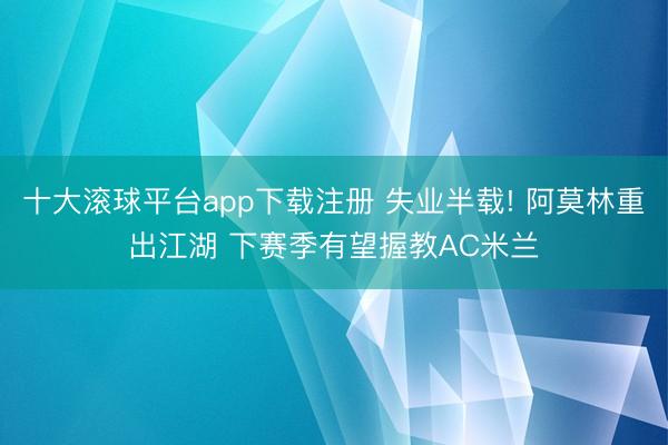 十大滚球平台app下载注册 失业半载! 阿莫林重出江湖 下赛季有望握教AC米兰