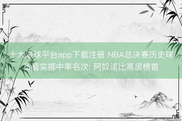 十大滚球平台app下载注册 NBA总决赛历史球员着实掷中率名次: 阿奴诺比高居榜首