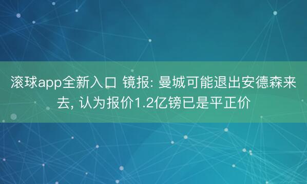 滚球app全新入口 镜报: 曼城可能退出安德森来去, 认为报价1.2亿镑已是平正价