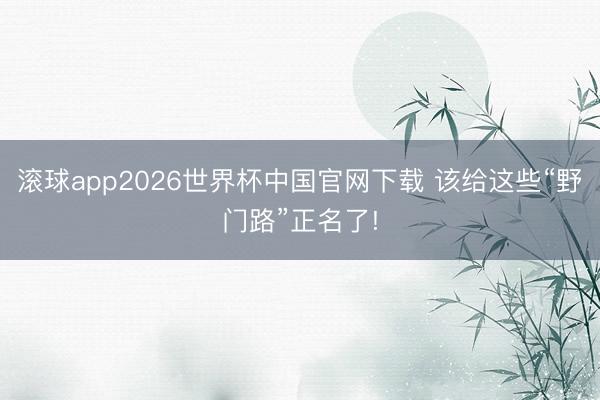 滚球app2026世界杯中国官网下载 该给这些“野门路”正名了!