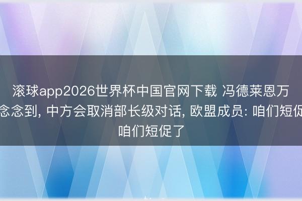 滚球app2026世界杯中国官网下载 冯德莱恩万没念念到, 中方会取消部长级对话, 欧盟成员: 咱们短促了