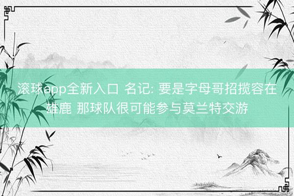 滚球app全新入口 名记: 要是字母哥招揽容在雄鹿 那球队很可能参与莫兰特交游