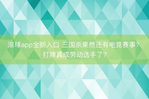 滚球app全新入口 三国杀果然还有电竞赛事? 打牌真成劳动选手了?