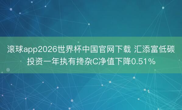 滚球app2026世界杯中国官网下载 汇添富低碳投资一年执有搀杂C净值下降0.51%