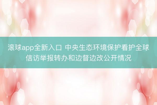 滚球app全新入口 中央生态环境保护看护全球信访举报转办和边督边改公开情况