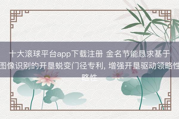 十大滚球平台app下载注册 金名节能恳求基于图像识别的开垦蜕变门径专利, 增强开垦驱动领略性