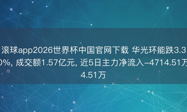 滚球app2026世界杯中国官网下载 华光环能跌3.30%, 成交额1.57亿元, 近5日主力净流入-4714.51万