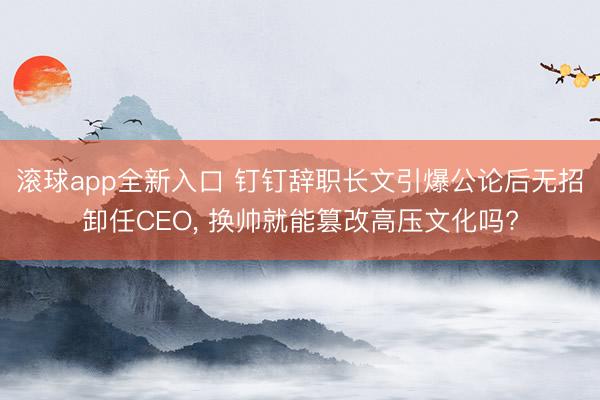 滚球app全新入口 钉钉辞职长文引爆公论后无招卸任CEO, 换帅就能篡改高压文化吗?