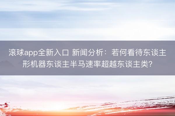 滚球app全新入口 新闻分析：若何看待东谈主形机器东谈主半马速率超越东谈主类？