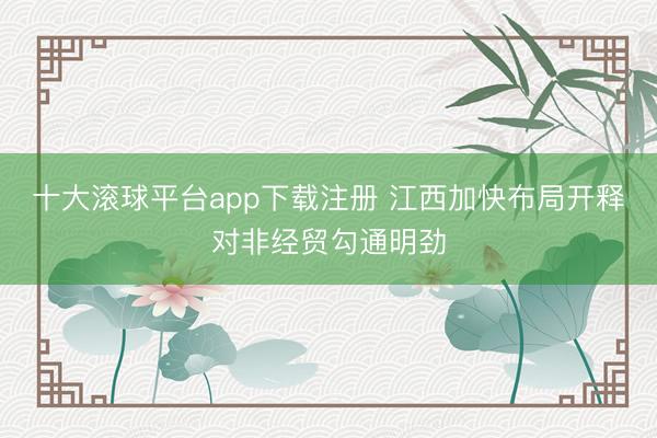 十大滚球平台app下载注册 江西加快布局开释对非经贸勾通明劲