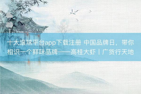 十大滚球平台app下载注册 中国品牌日，带你相识一个鲜味品牌——高桂大虾丨广货行天地