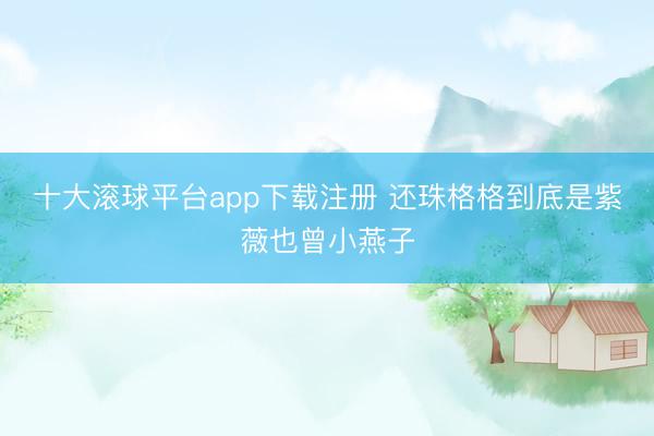十大滚球平台app下载注册 还珠格格到底是紫薇也曾小燕子